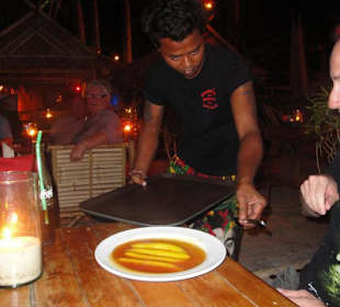 Flambierte Bananen als Dessert