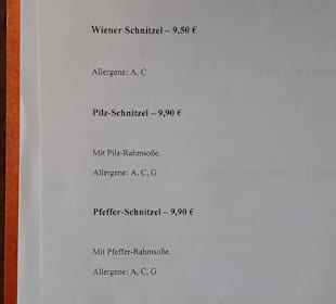 Speisekarte La vie est belle