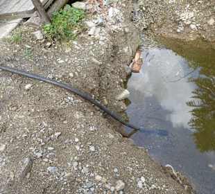 Über diesen Schlauch zog die Lok Wasser