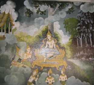 Wandmalerei mit der Geschichte von Buda.