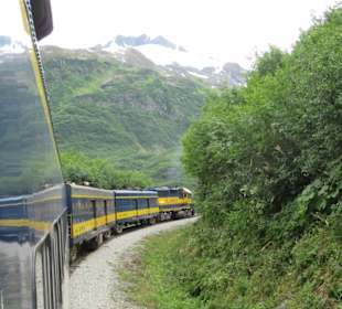 Mit der Train in der Natur Alaskas