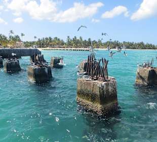 Halt bei einem Brückenrest aus den 2. Weltkrieg