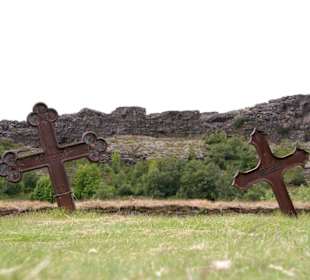 Der Friedhof vor der Kirche Þingvellir