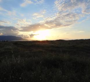 Sonnenuntergang am Strand von Malia