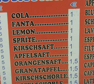 Preislisten Getränke 