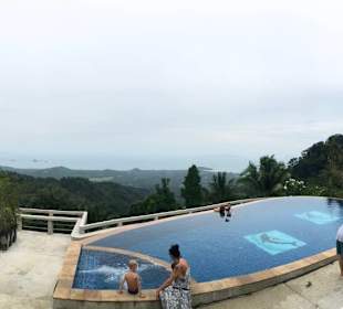 Pool mit Urwald und Meer