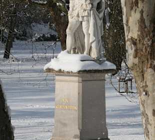 König Max II. im Schnee vor der Spielbank