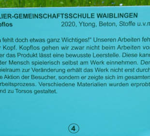 Hinweistafel zu den Bildern "Kopflos"