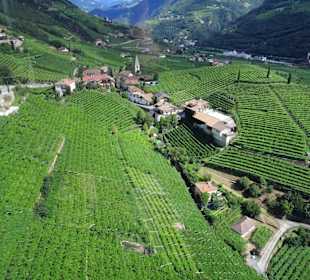 Blick aus der Seilbahn auf die Hänge des Ritten