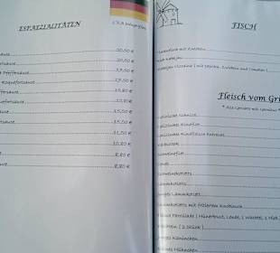 Speisekarte auch in Deutsch