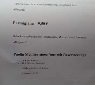 Speisekarte La vie est belle