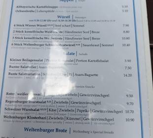 Teil Speisenkarte
