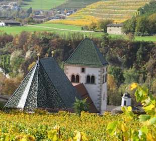 Die Klosterkirche inmitten der Weinberge