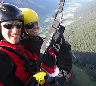Gleitschirmtandem-Blick von oben