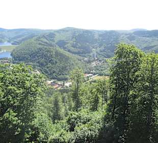 Blick vom Bismarckturm auf das Hotel