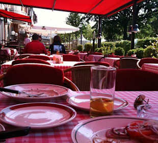 Tables on the terrace at Block House in Ahrensburg