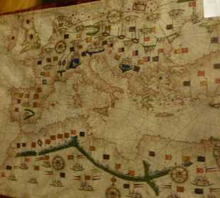 Alte Seefahrerkarte aus dem 16. Jahrhundert