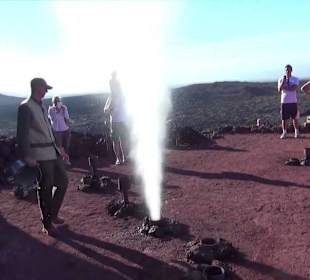 Demonstration des heißen Bodens