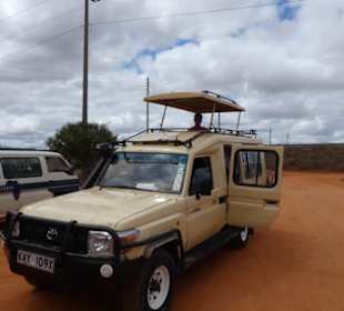 Unser Fahrzeug. Tolle Rundumsicht.