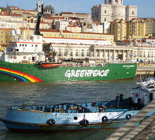 Greenpeace Schiff vor der Altstadt