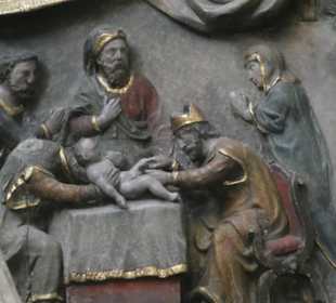 Detailansicht vom Alabaster-Epitaph in St. Moriz