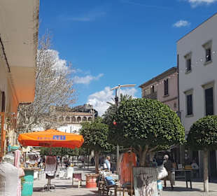 Terrasse mit Traumblick auf den Burghügel