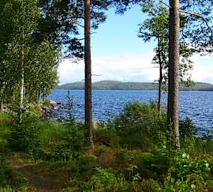 Blick vom Waldweg auf den Päijänne