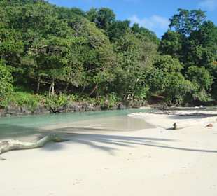Süßwasserfluss am Ende der Playa Rincon