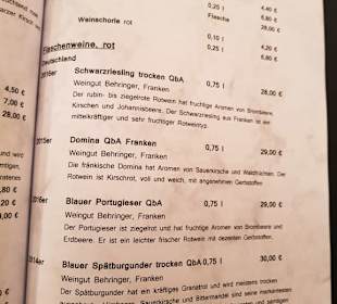 Auszug aus der Speisekarte-/Getränkekarte
