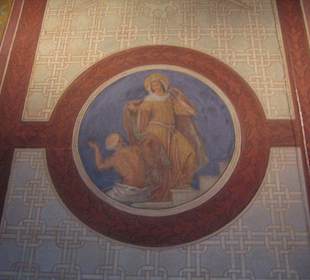 Eine Wandmalerei über die heilige Elisabeth.
