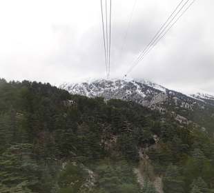 In der Gondel auf dem Berg.