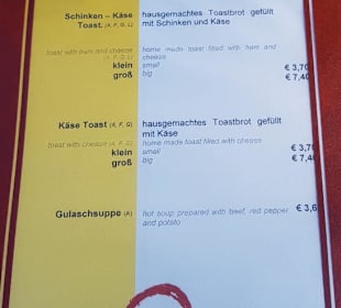 Die Speisekarte-/Angebote Unterkofler