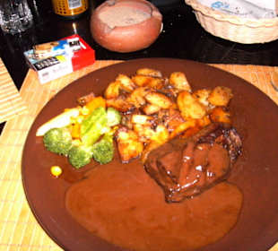 Kamelsteak in Schokosoße