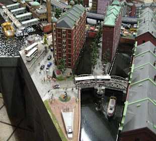 Modell der Landungsbrücken und der Speicherstadt
