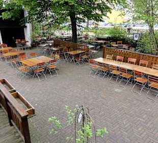 Der Biergarten vor dem Komödienstadl