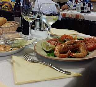 Langostinos, Brot und dreierlei Saucen