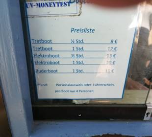 Bootsverleih Preisliste