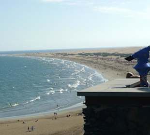 Sicht von Playa del Ingles nach den Dünnen von Maspalomas