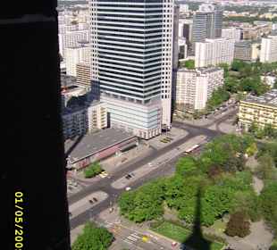 Widok z XXX piętra Pałacu Kultury i Nauki.