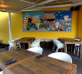 Blick auf die Außenplätze