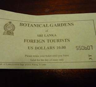 Eintrittspreis für den botanischen Garten