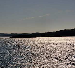 Sonnenuntergang mit Blick vom Boot