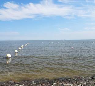 Das markierte Bojenbad am Grünstrand Grimmeshörn