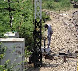Weiche stellen, alles mit Handbetrieb