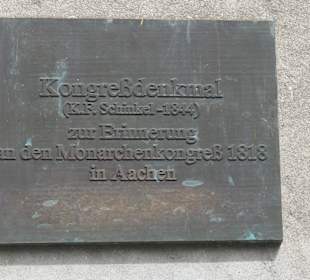 Tafel am Kongreßdenkmal im Stadtgarten Aachen