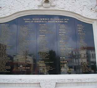 Ground Zero Kuta " Denkmal - Gedenktafel"