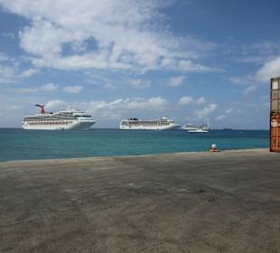 Die Kreuzfahrtschiffe auf Reede