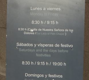 Gottesdienstzeiten Santa Ana (Stand Nov. 2018)