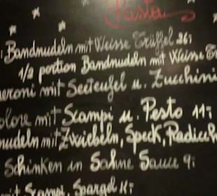 Auszug aus der Speisenkarte