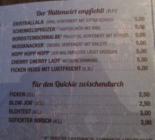 Teil der Getränkekarte